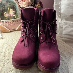 Women's burgundy Timberland Lace-Up Boots